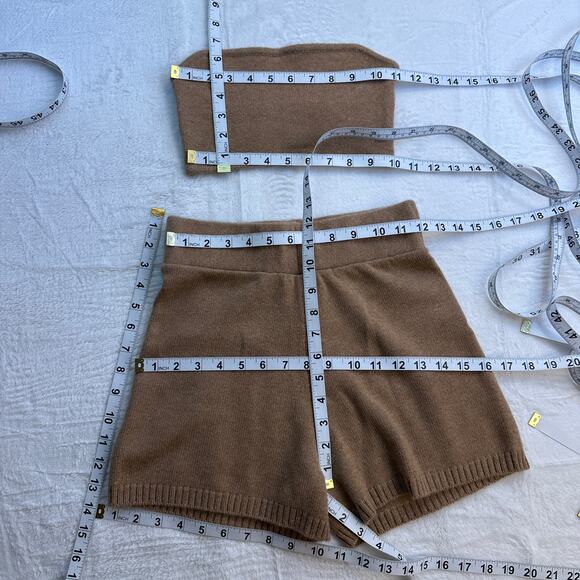 Lisa Yang Winnie Shorts Size 0 XS & Selah Bandeau Bra Size 1 S / M Walnut Camel - Picture 8 of 16
